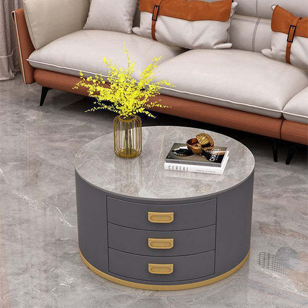 Scandinavian Sintered Stone 3-Drawer End Table