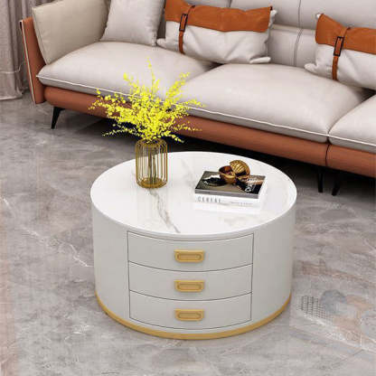 Scandinavian Sintered Stone 3-Drawer End Table