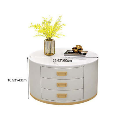Scandinavian Sintered Stone 3-Drawer End Table — Light Gray / A
