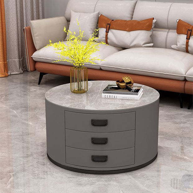 Scandinavian Sintered Stone 3-Drawer End Table — White / B
