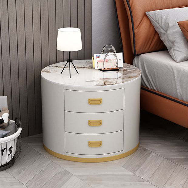Scandinavian Sintered Stone 3-Drawer End Table