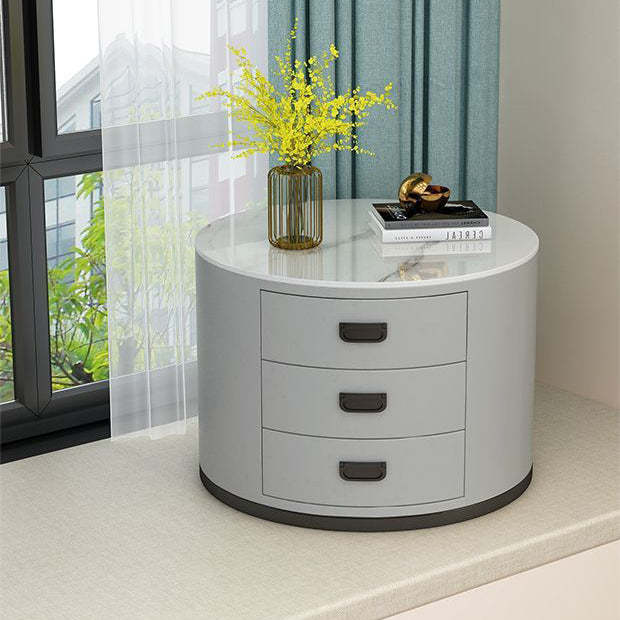 Scandinavian Sintered Stone 3-Drawer End Table