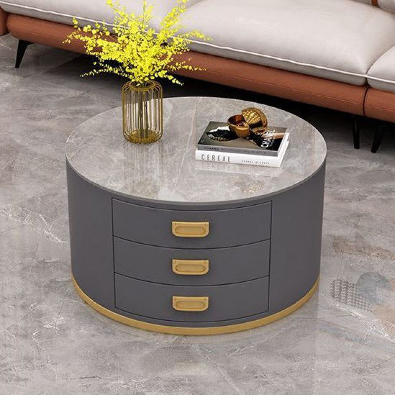 Scandinavian Sintered Stone 3-Drawer End Table