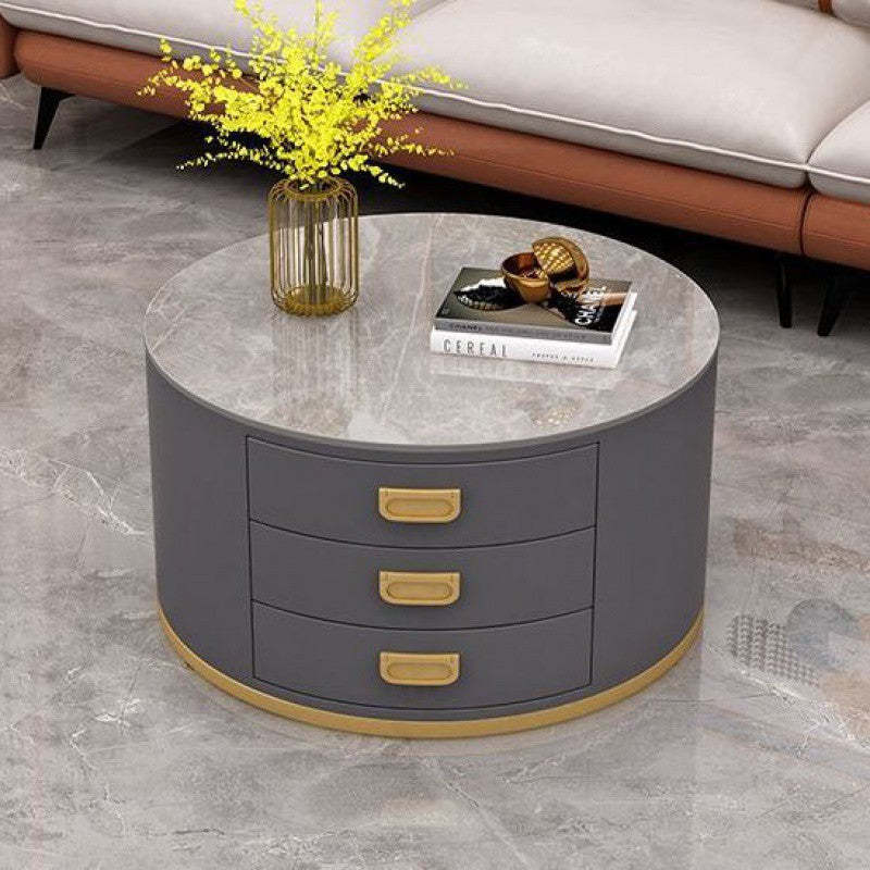 Scandinavian Sintered Stone 3-Drawer End Table