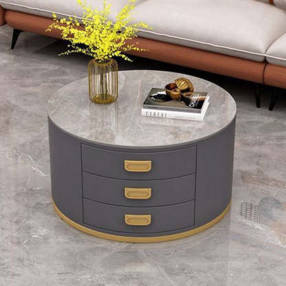 Scandinavian Sintered Stone 3-Drawer End Table
