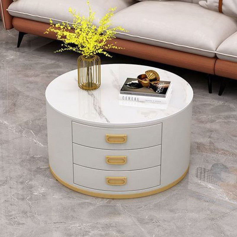 Scandinavian Sintered Stone 3-Drawer End Table — Dark Gray / C