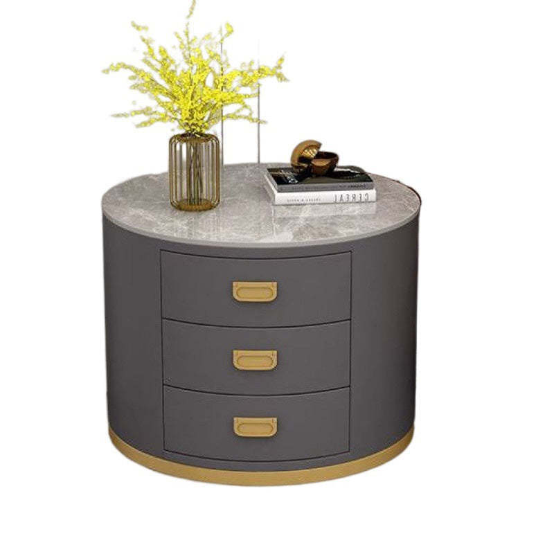 Scandinavian Sintered Stone 3-Drawer End Table