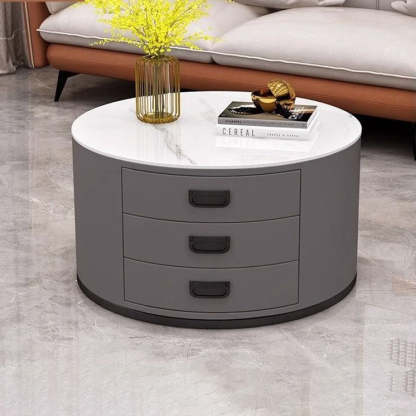 Scandinavian Sintered Stone 3-Drawer End Table