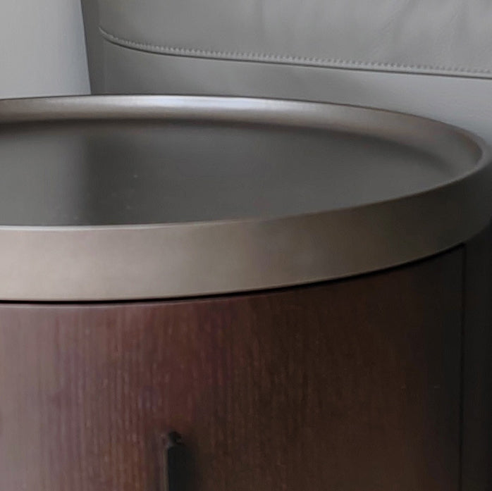 Minimalist Ash Wood Round 2-Drawer Nightstand
