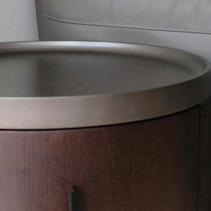 Minimalist Ash Wood Round 2-Drawer Nightstand