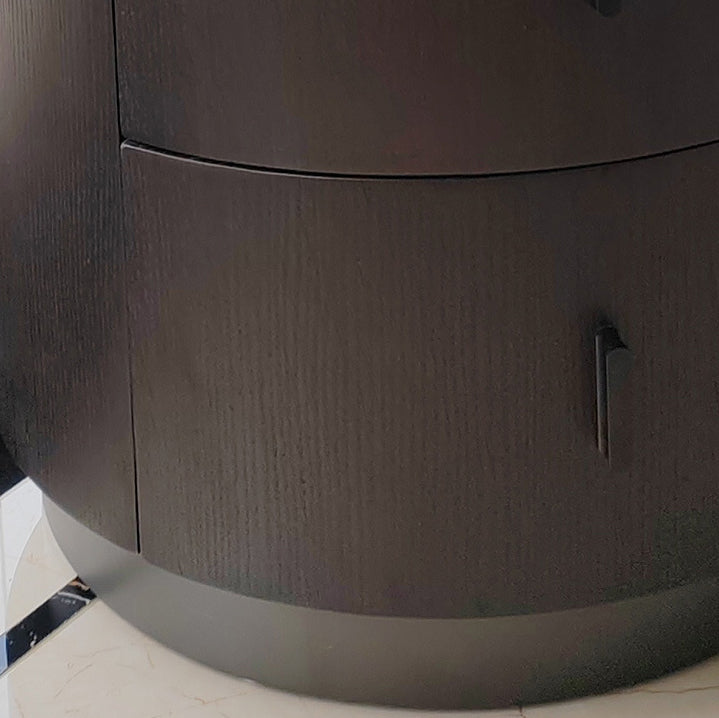 Minimalist Ash Wood Round 2-Drawer Nightstand