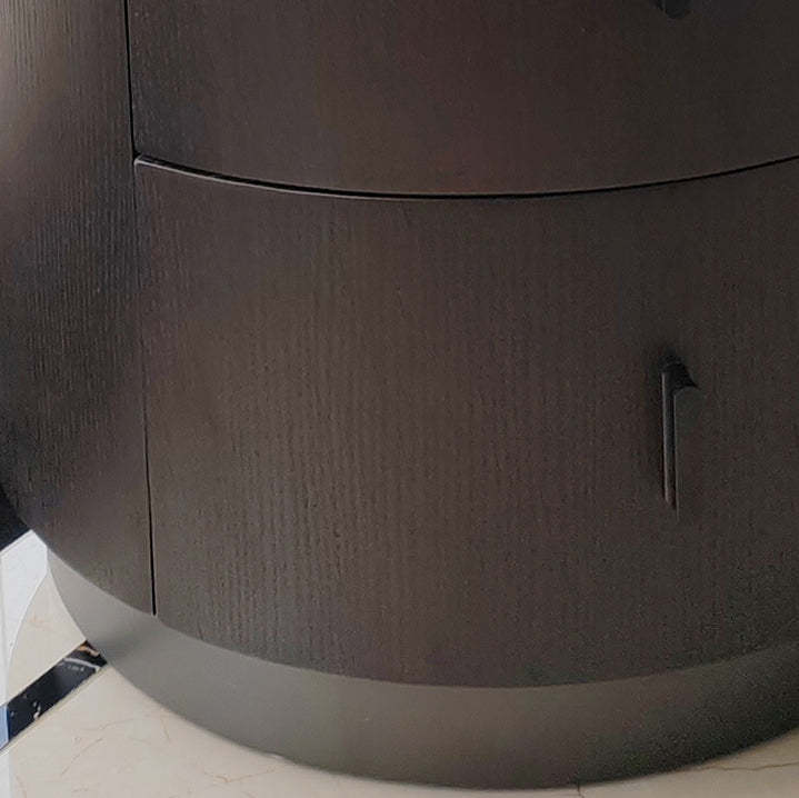 Minimalist Ash Wood Round 2-Drawer Nightstand
