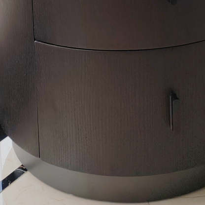 Minimalist Ash Wood Round 2-Drawer Nightstand