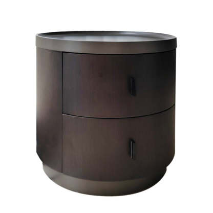 Minimalist Ash Wood Round 2-Drawer Nightstand