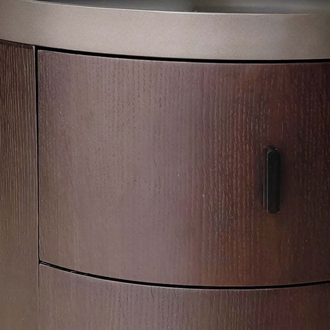 Minimalist Ash Wood Round 2-Drawer Nightstand