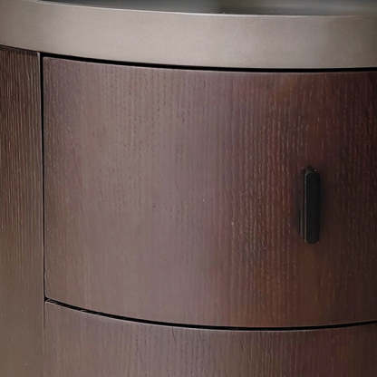 Minimalist Ash Wood Round 2-Drawer Nightstand