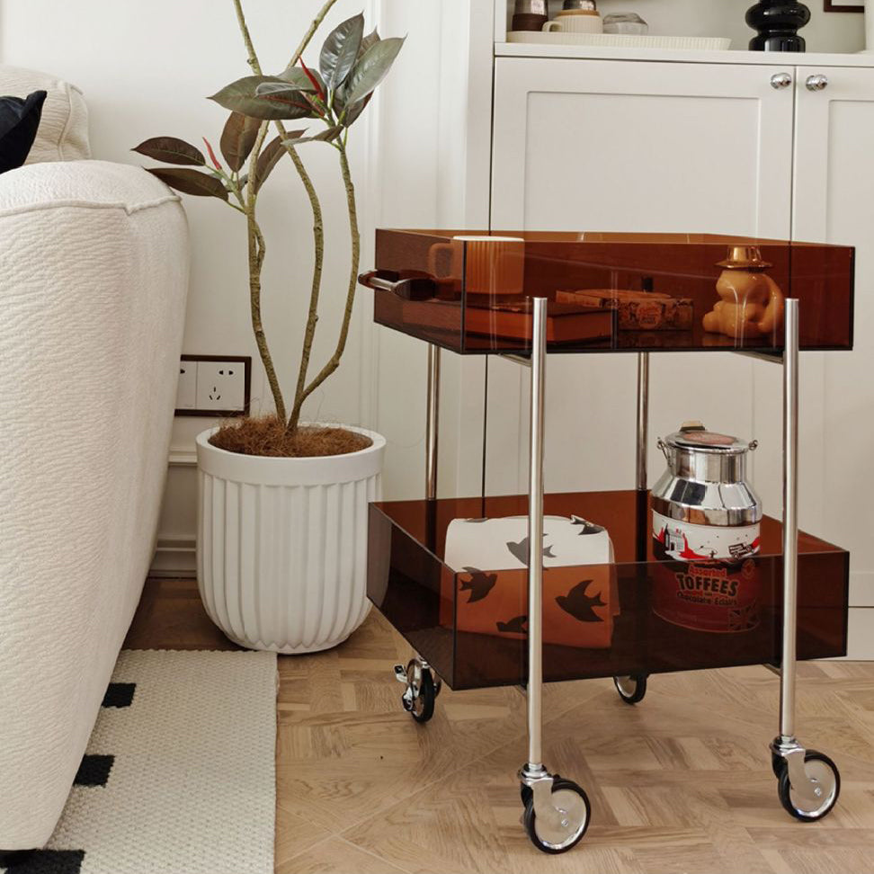 Minimalist Acrylic Rectangular 2-Tier End Table