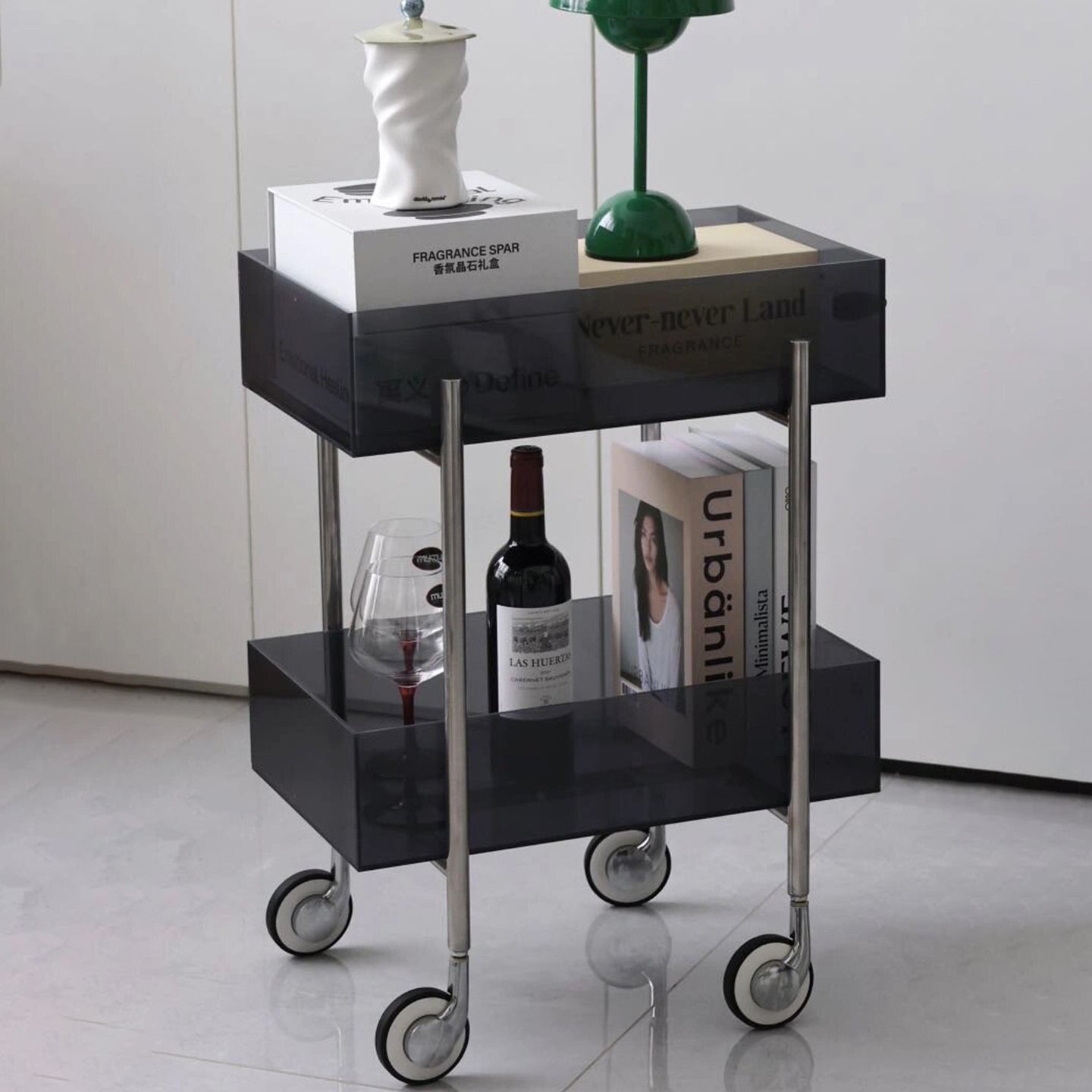 Minimalist Acrylic Rectangular 2-Tier End Table