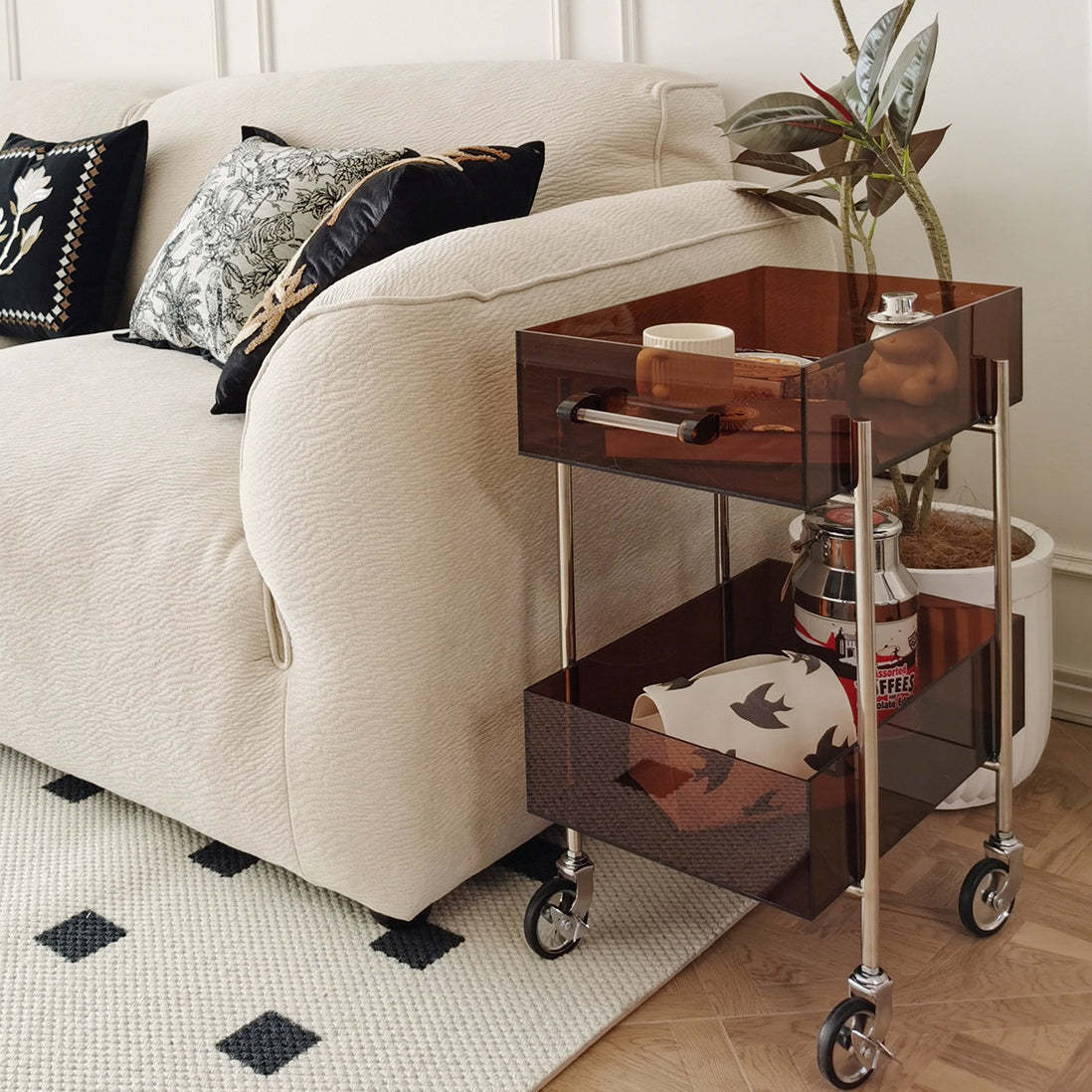 Minimalist Acrylic Rectangular 2-Tier End Table
