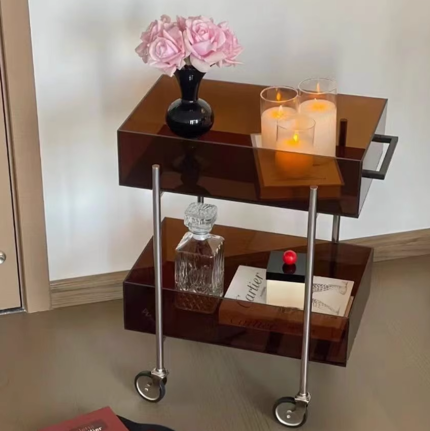 Minimalist Acrylic Rectangular 2-Tier End Table