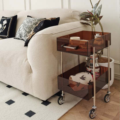 Minimalist Acrylic Rectangular 2-Tier End Table