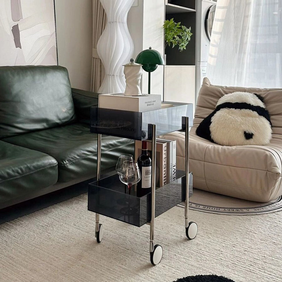 Minimalist Acrylic Rectangular 2-Tier End Table