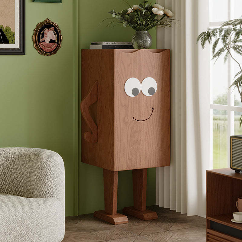 Contemporary Solid Wood 1-Storage Side Table — Original Wood Color