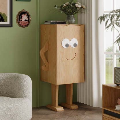 Contemporary Solid Wood 1-Storage Side Table — Black