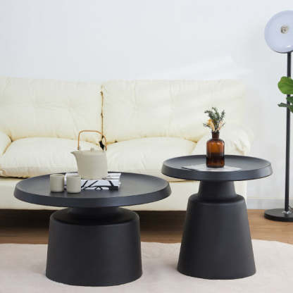 Minimalist Stainless Steel 1-Tier End Table — Black
