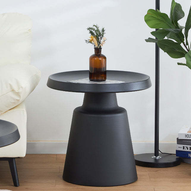 Lighom minimalist 1-tier stainless black end & side tables in steel — 18.7" H x 19.7" Dia