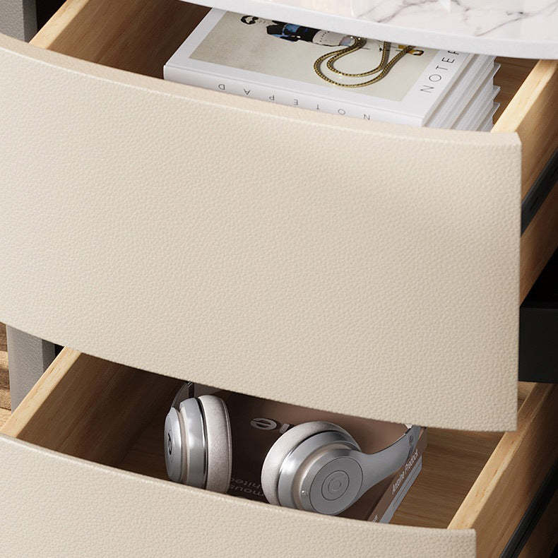 Minimalist Sintered Stone 2-Drawer Nightstand — Black