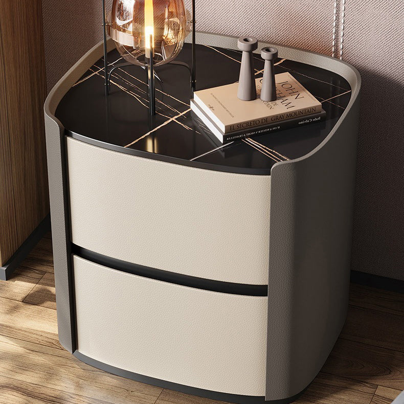 Minimalist Sintered Stone 2-Drawer Nightstand - 1575x1969
