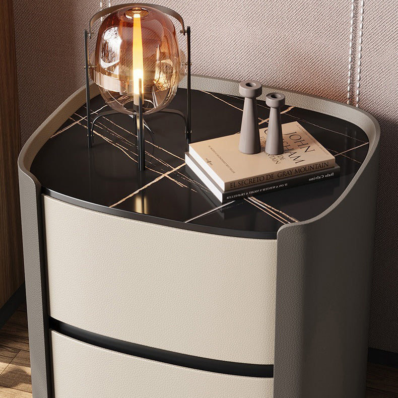 Minimalist Sintered Stone 2-Drawer Nightstand — White