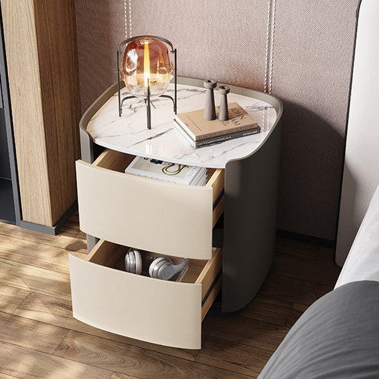 Minimalist Sintered Stone 2-Drawer Nightstand