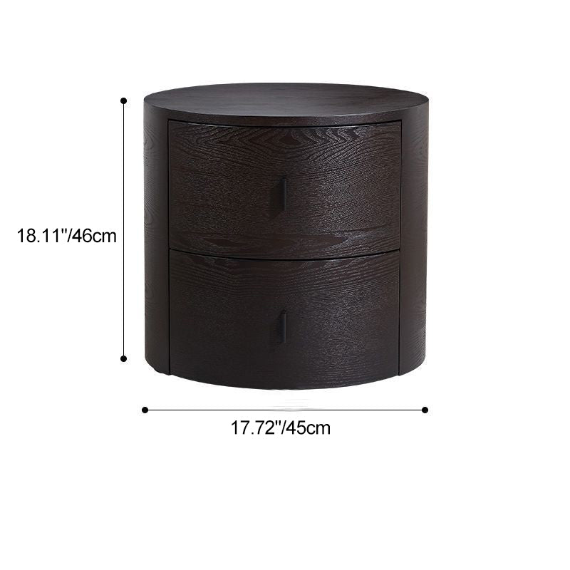Minimalist Solid Wood Round 2-Drawer Nightstand