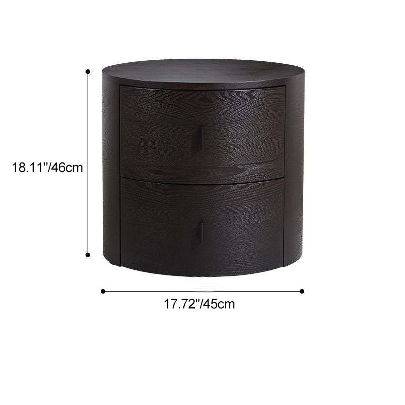 Minimalist Solid Wood Round 2-Drawer Nightstand