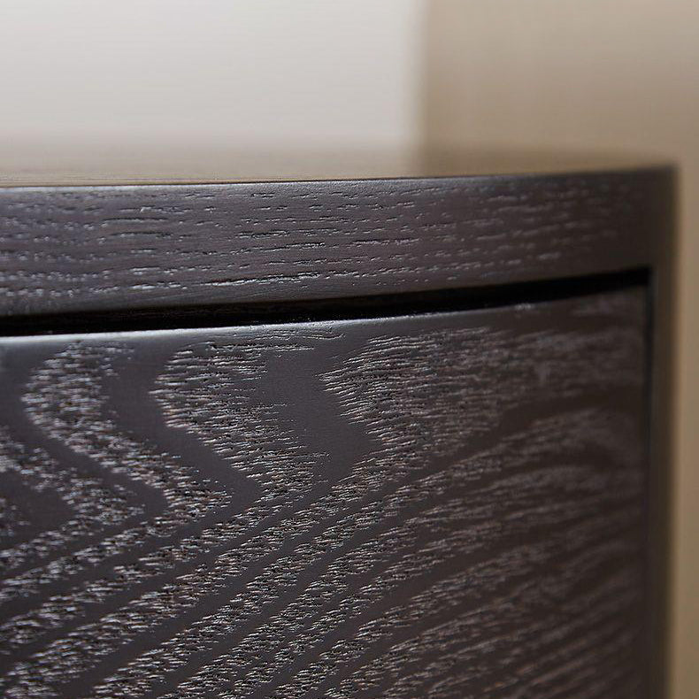 Minimalist Solid Wood Round 2-Drawer Nightstand