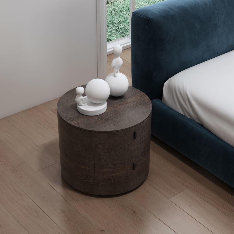 Minimalist Solid Wood Round 2-Drawer Nightstand