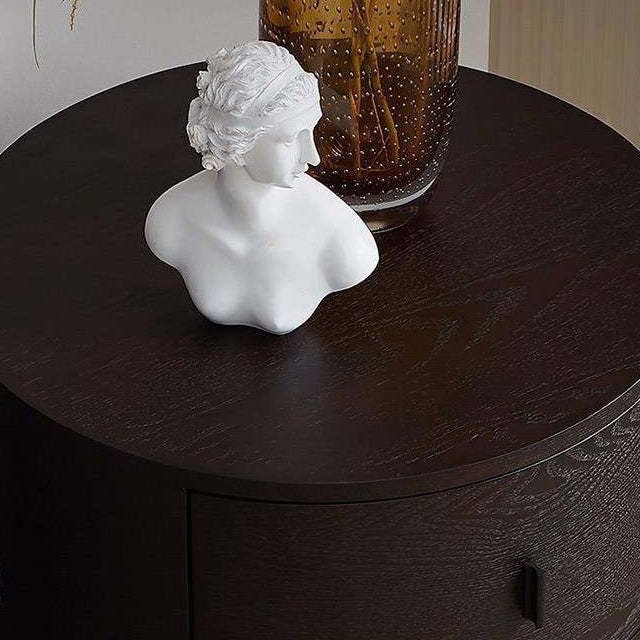 Minimalist Solid Wood Round 2-Drawer Nightstand