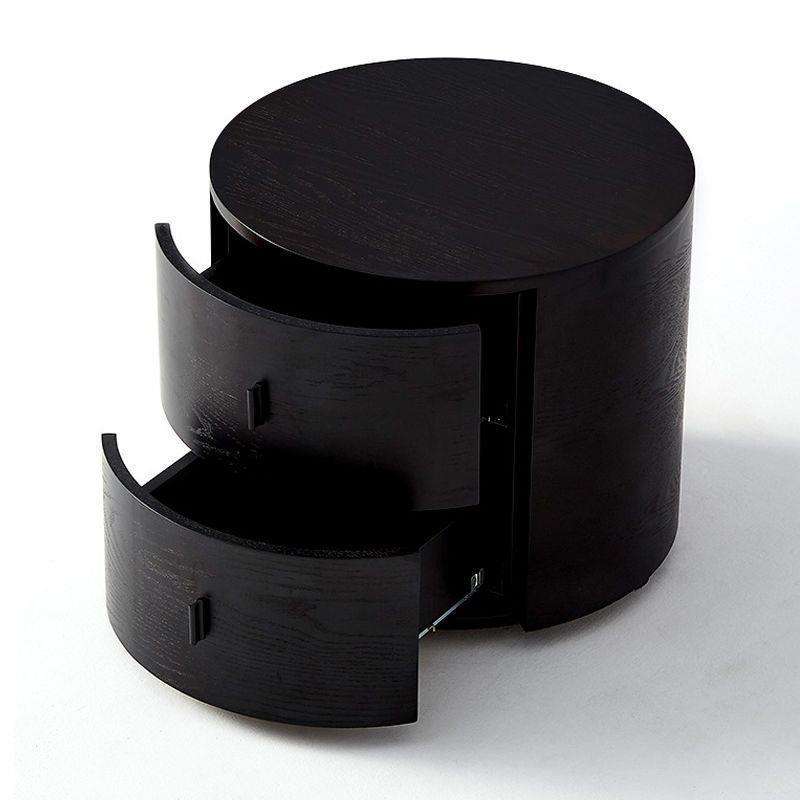 Minimalist Solid Wood Round 2-Drawer Nightstand
