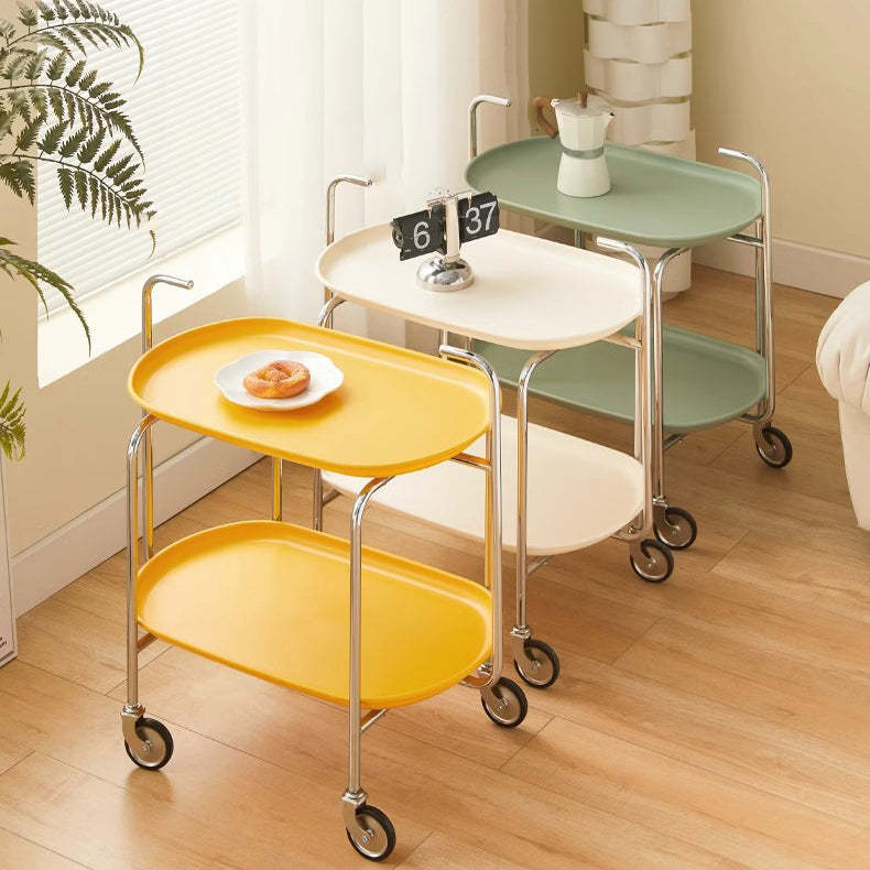 Scandinavian Carbon Steel Oval 2-Tier End Table — Green