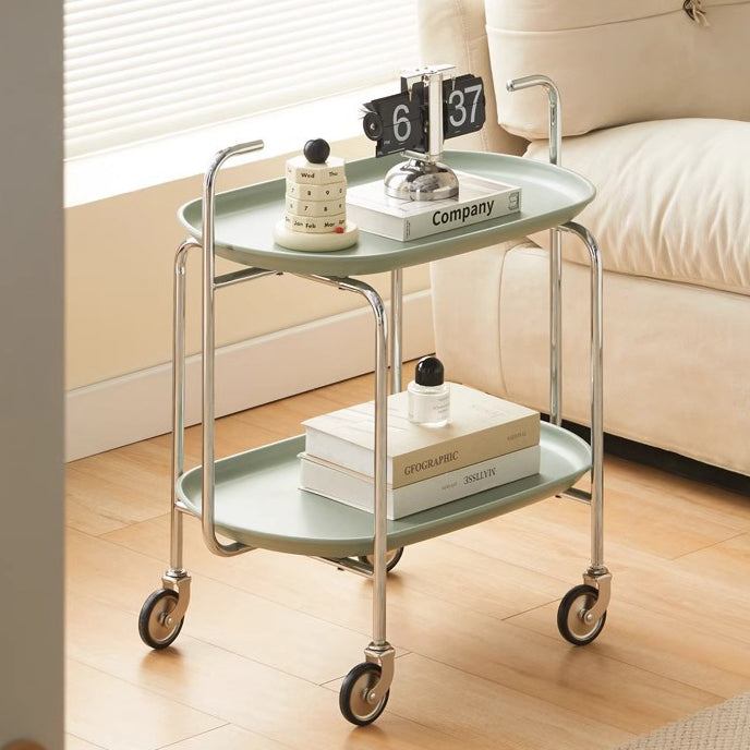 Scandinavian Carbon Steel Oval 2-Tier End Table — White