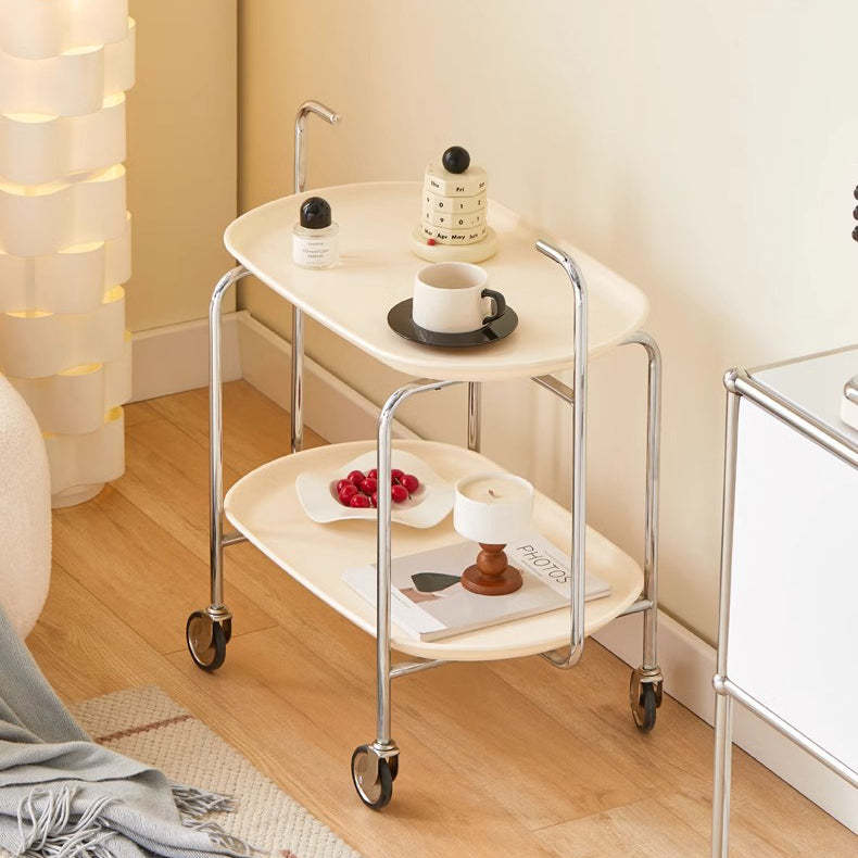 Scandinavian Carbon Steel Oval 2-Tier End Table