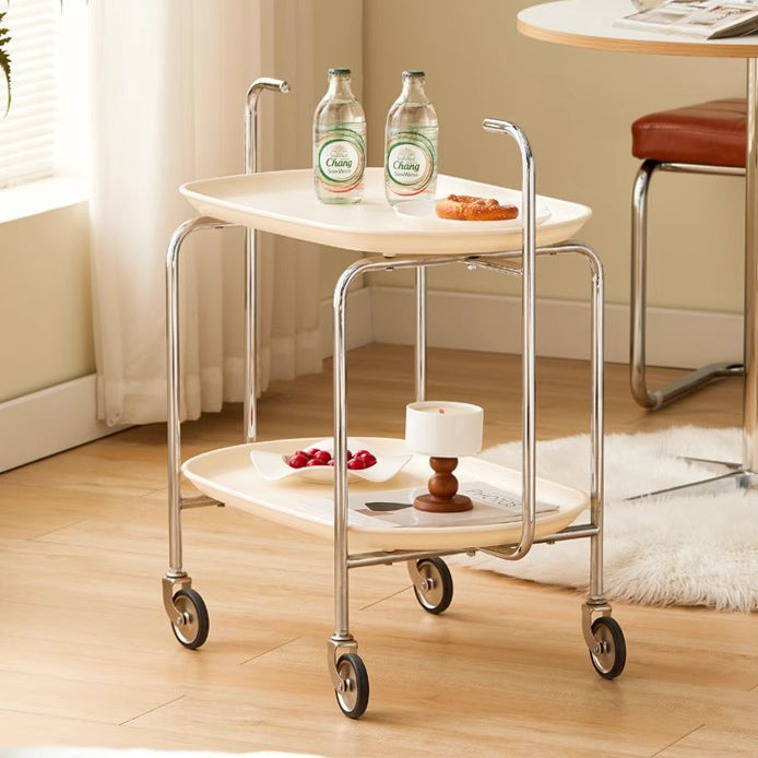 Scandinavian Carbon Steel Oval 2-Tier End Table