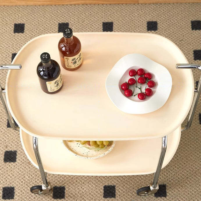 Scandinavian Carbon Steel Oval 2-Tier End Table