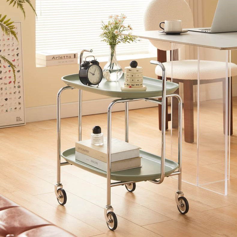 Scandinavian Carbon Steel Oval 2-Tier End Table