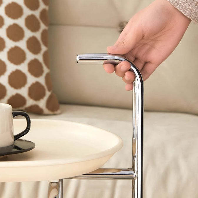 Scandinavian Carbon Steel Oval 2-Tier End Table