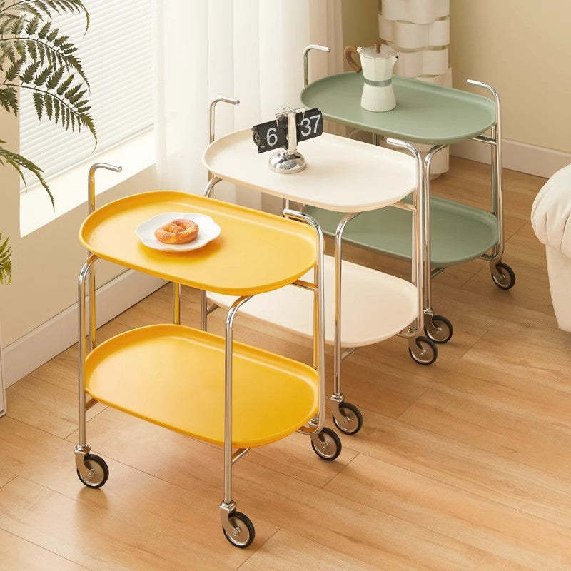 Scandinavian Carbon Steel Oval 2-Tier End Table