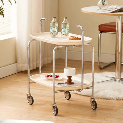 Scandinavian Carbon Steel Oval 2-Tier End Table