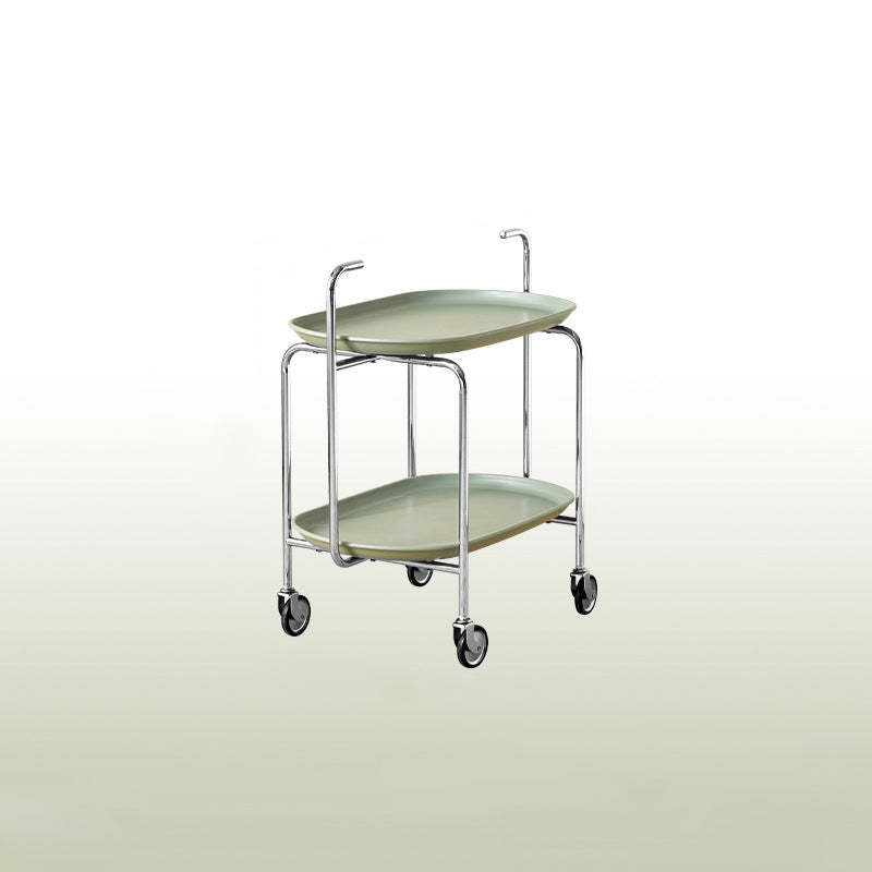 Scandinavian Carbon Steel Oval 2-Tier End Table